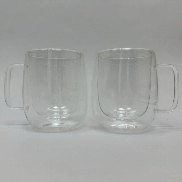 NEW 2 Williams Sonoma Double-Wall Glass Coffee Mugs - Picture 6 of 11